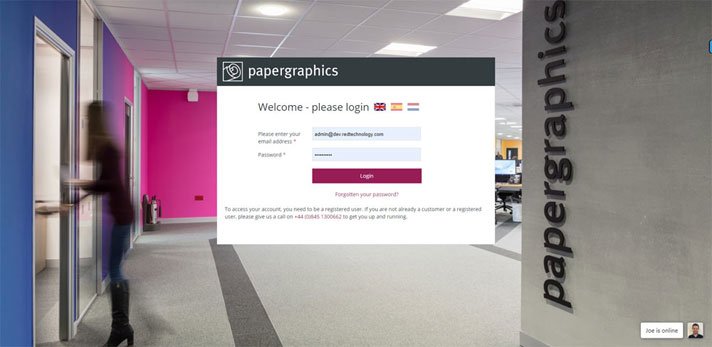 Papergraphics ecommerce site login