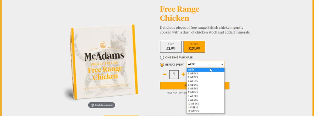 McAdams ecommerce subscription functionality