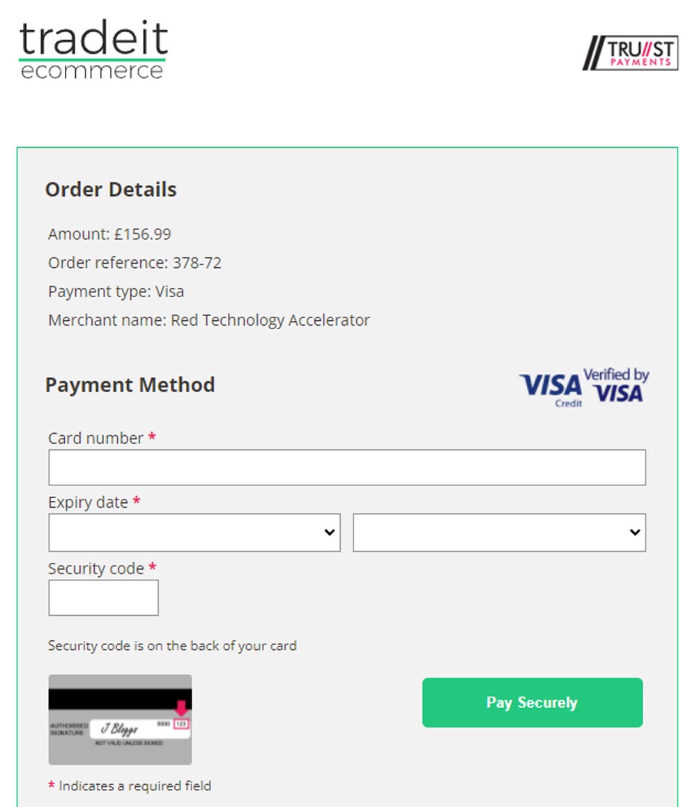 online checkout using TRUST Payments hosted payment processing
