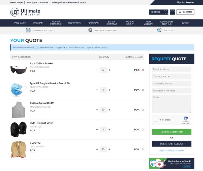 Ultimate Industrial ecommerce site login