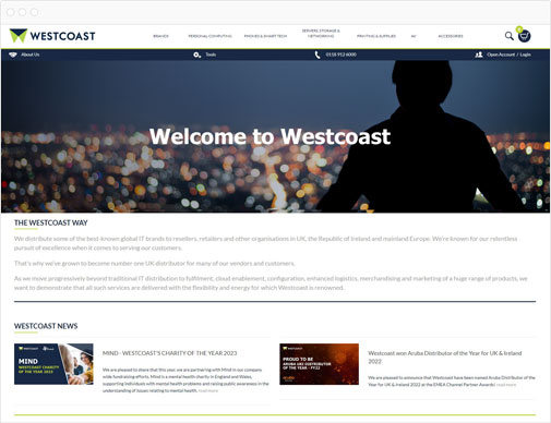 Westcoast website homepage