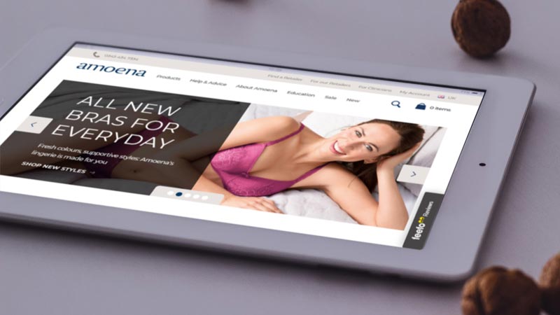 Amoena ecommerce site on tablet