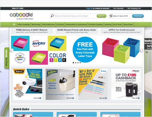 Caboodle ecommerce site homepage in browser