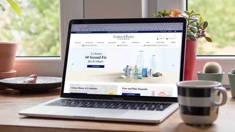 Crabtree & Evelyn ecommerce site on a laptop