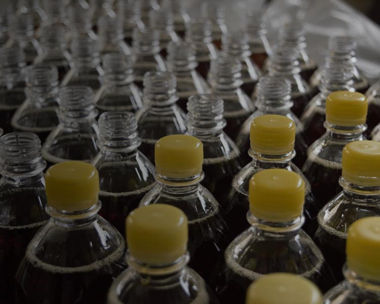 Bottles on a production line