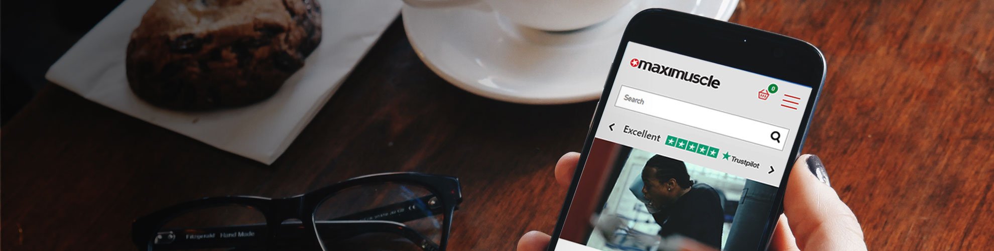 Maximuscle ecommerce site on a mobile phone