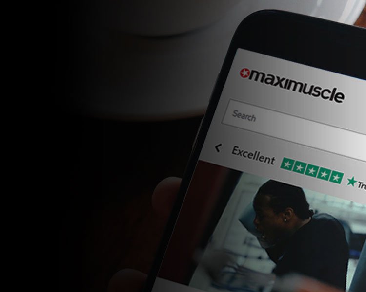Maximuscle ecommerce site on a mobile phone