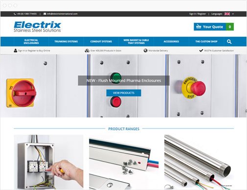 Electrix ecommerce site homepage in browser