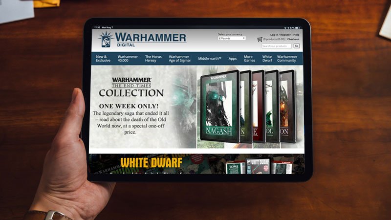 Warhammer Digital ecommerce site on tablet