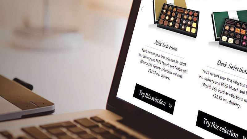 Hotel Chocolat ecommerce site on a laptop