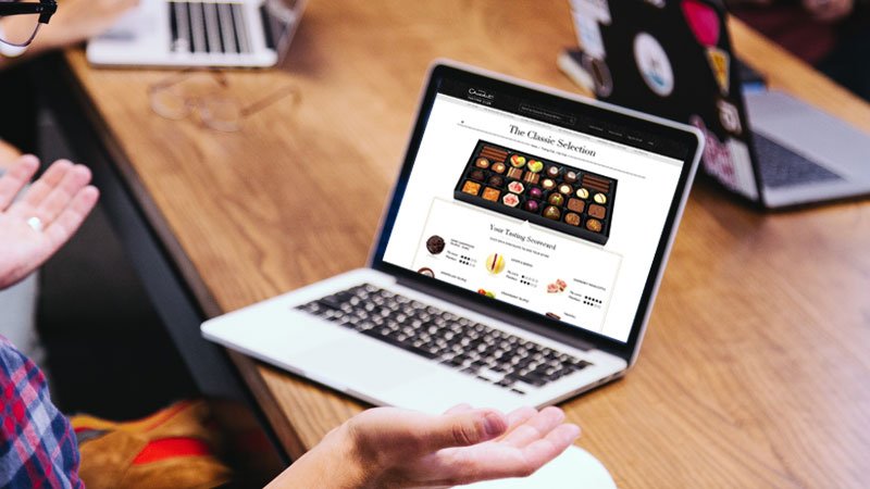 Hotel Chocolat ecommerce site on a laptop
