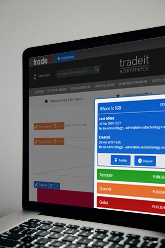 The tradeit ecommerce platform's In-site editing functionality