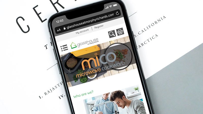 Morphy Richards Glasshouse ecommerce site on a mobile phone