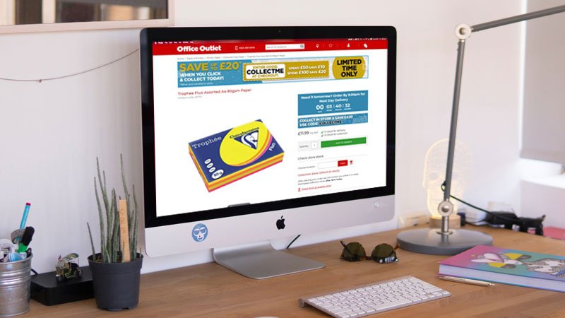 Office Outlet ecommerce site on a computer