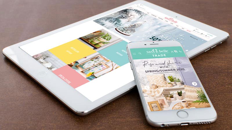 Sass & Belle ecommerce sites on tablet and mobile phone