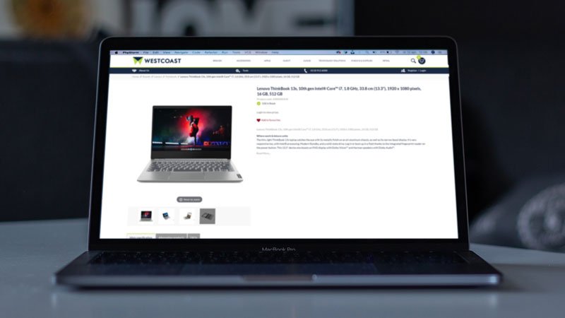 Westcoast ecommerce site on a laptop